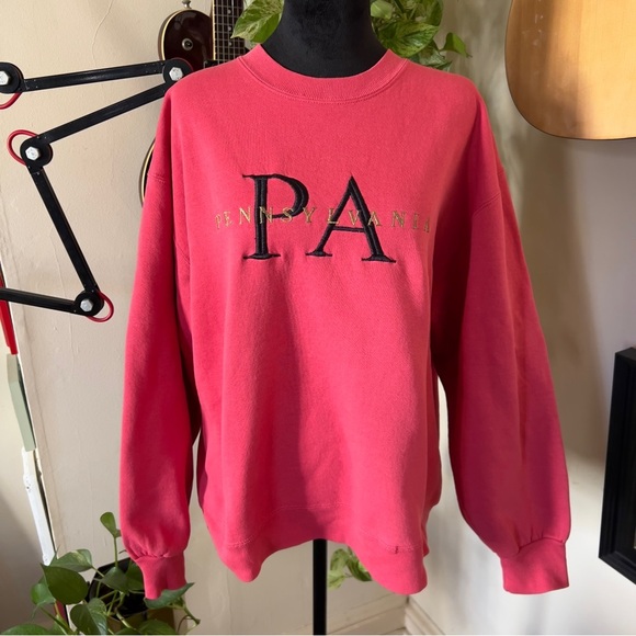 Vtg 90s Jerzees Pink PA Pennsylvania Sweatshirt - Women’s Large - Picture 1 of 7